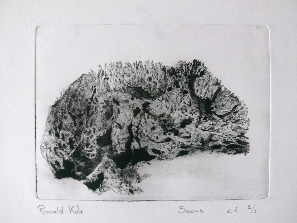 Dry needle etching of a sponge