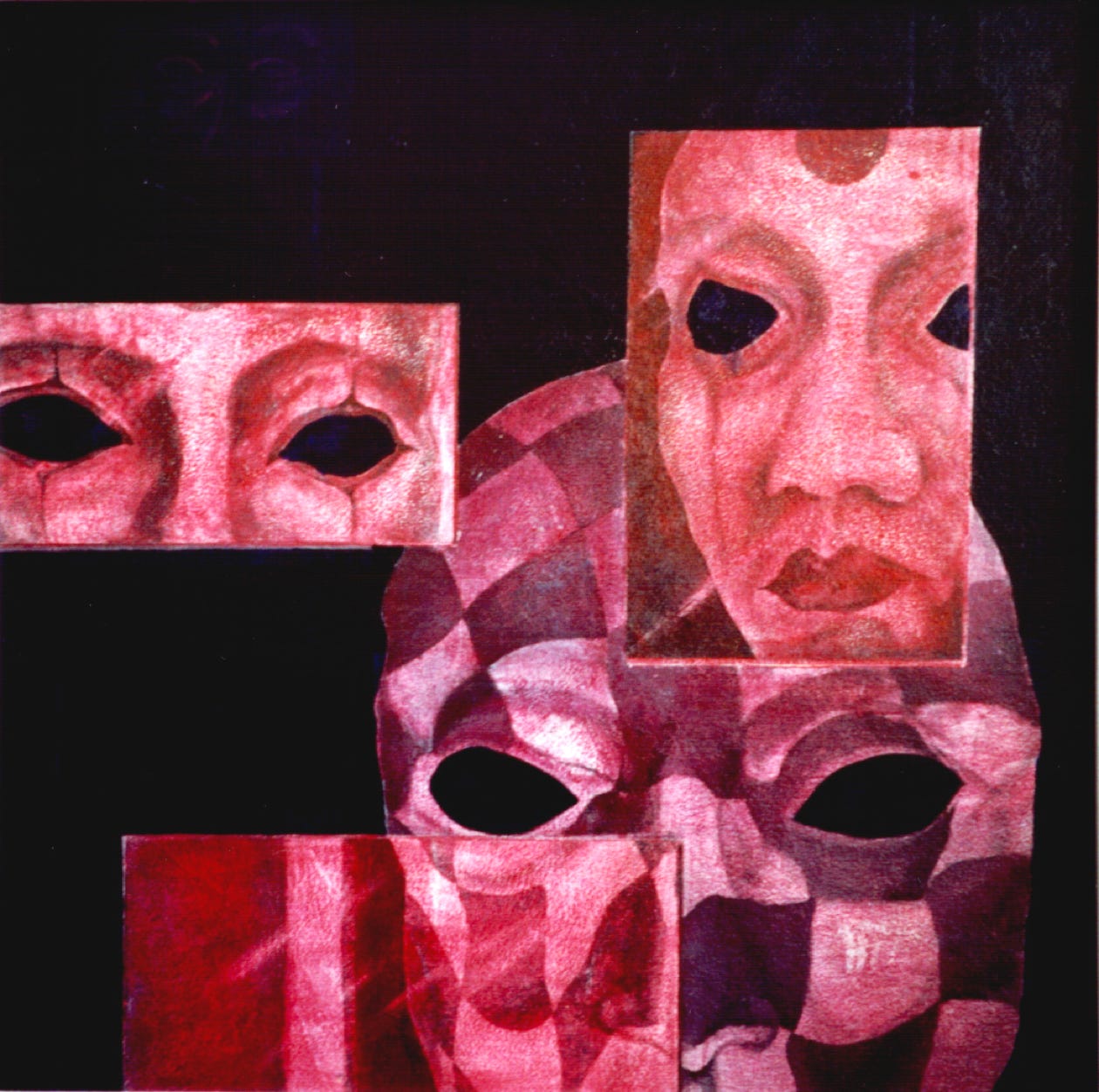 An early work in oil paint on a wooden base with a sandy 