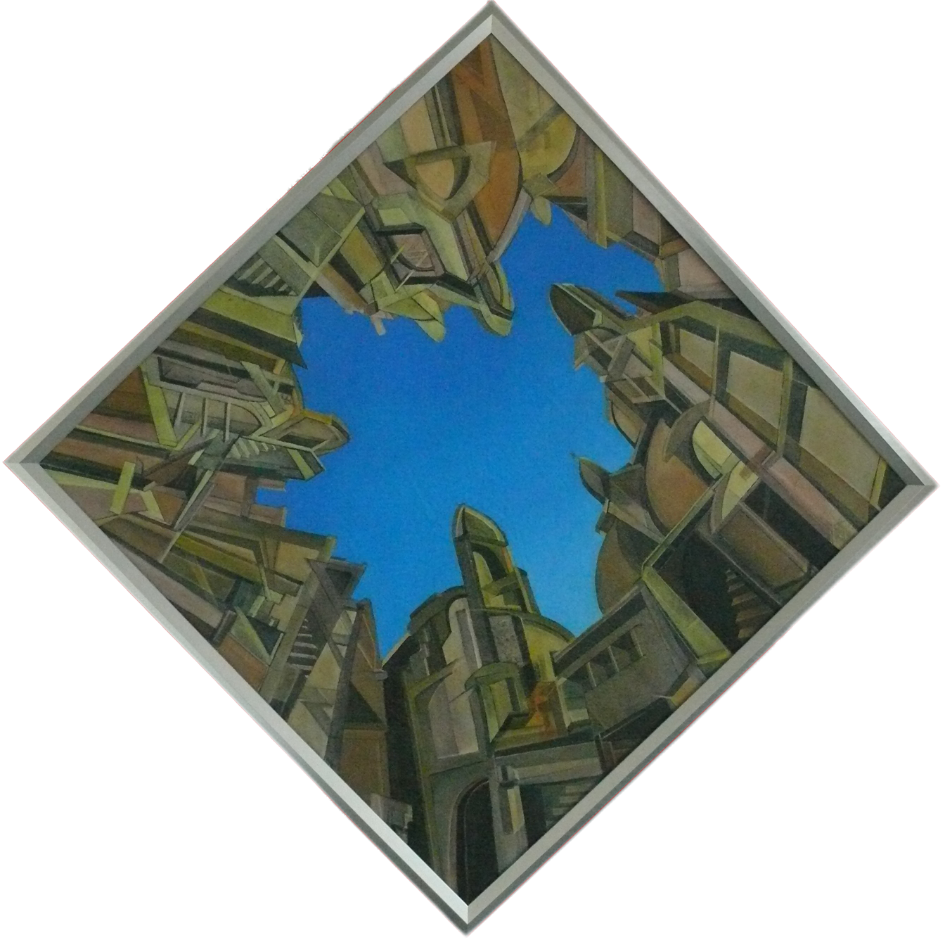 A cubistic view of villages in the south of France, oil on wood