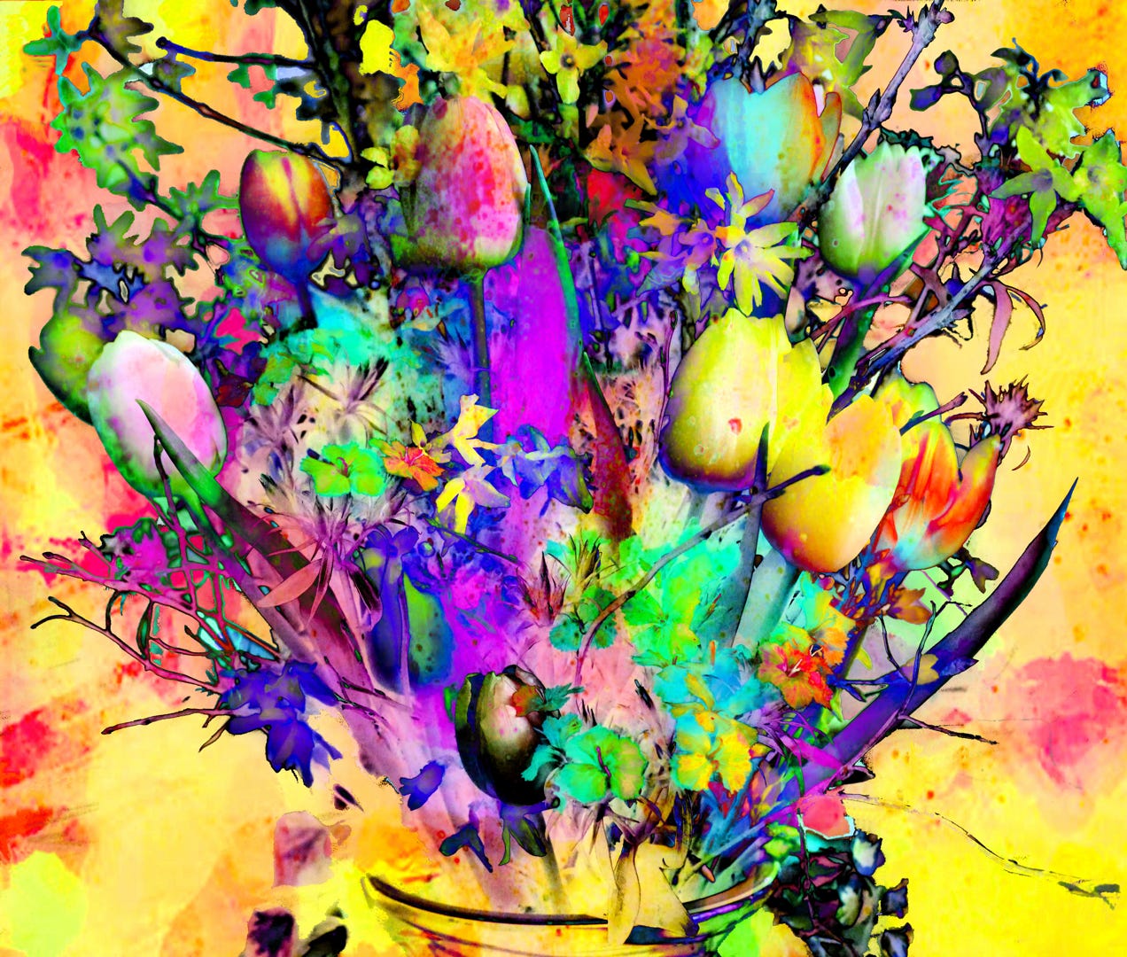 A colorfull spring spring bouquet, digital painting